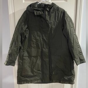 Lululemon Womens Army Green Oversized Grey Goose Down Filled Winter Jacket SZ 8